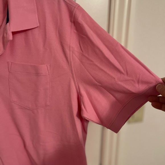 Men’s XL short sleeve polo Croft Barrow pink , easy care, pocket NWOT - Picture 6 of 7